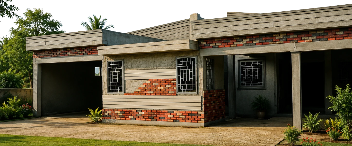 Villa contemporaine en briques et béton réalisée par LENG GROUPE